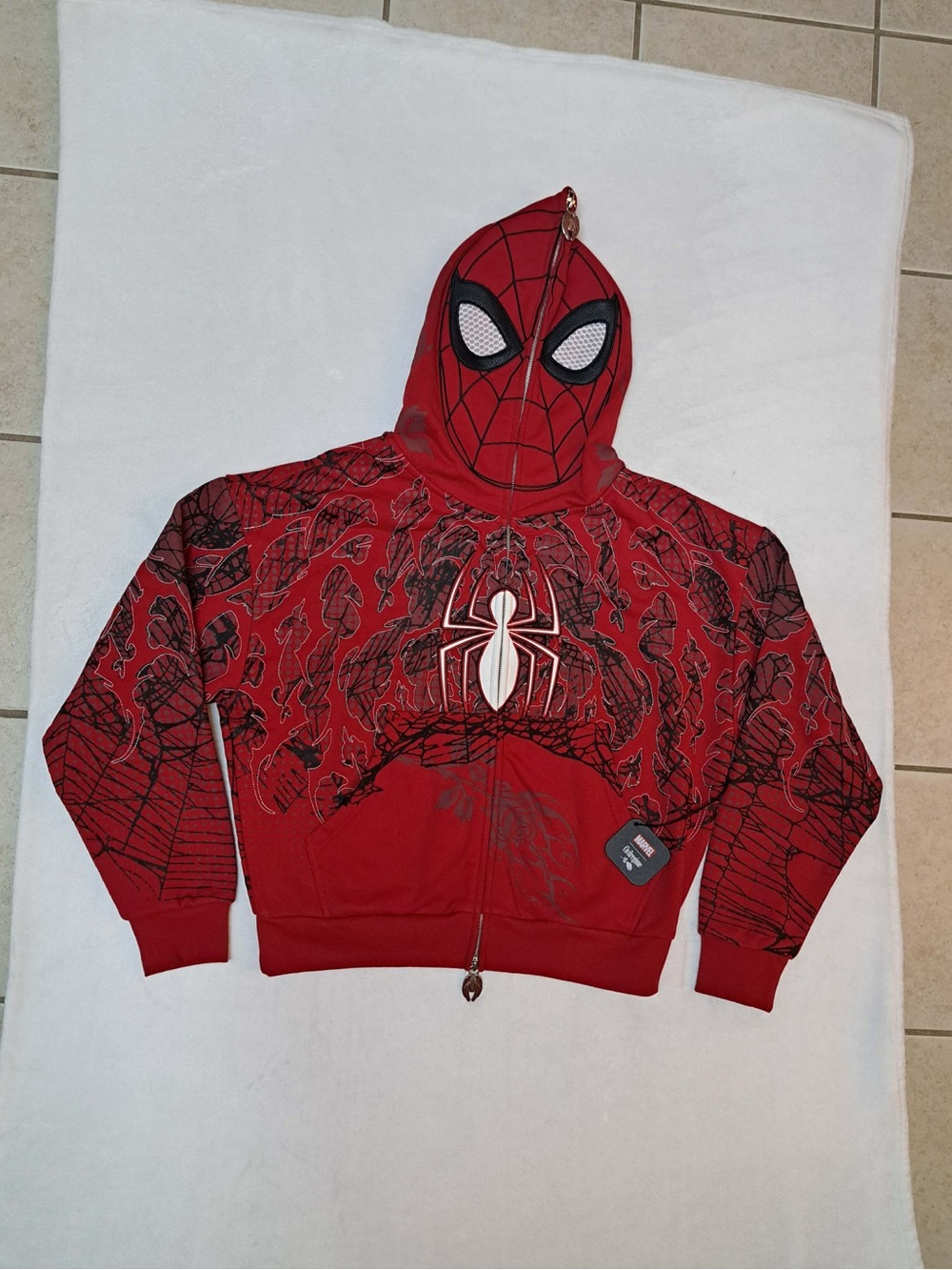 Civil Regime x Spiderman Web Rose Full-Zip WITH Mask Hoodie - SMALL